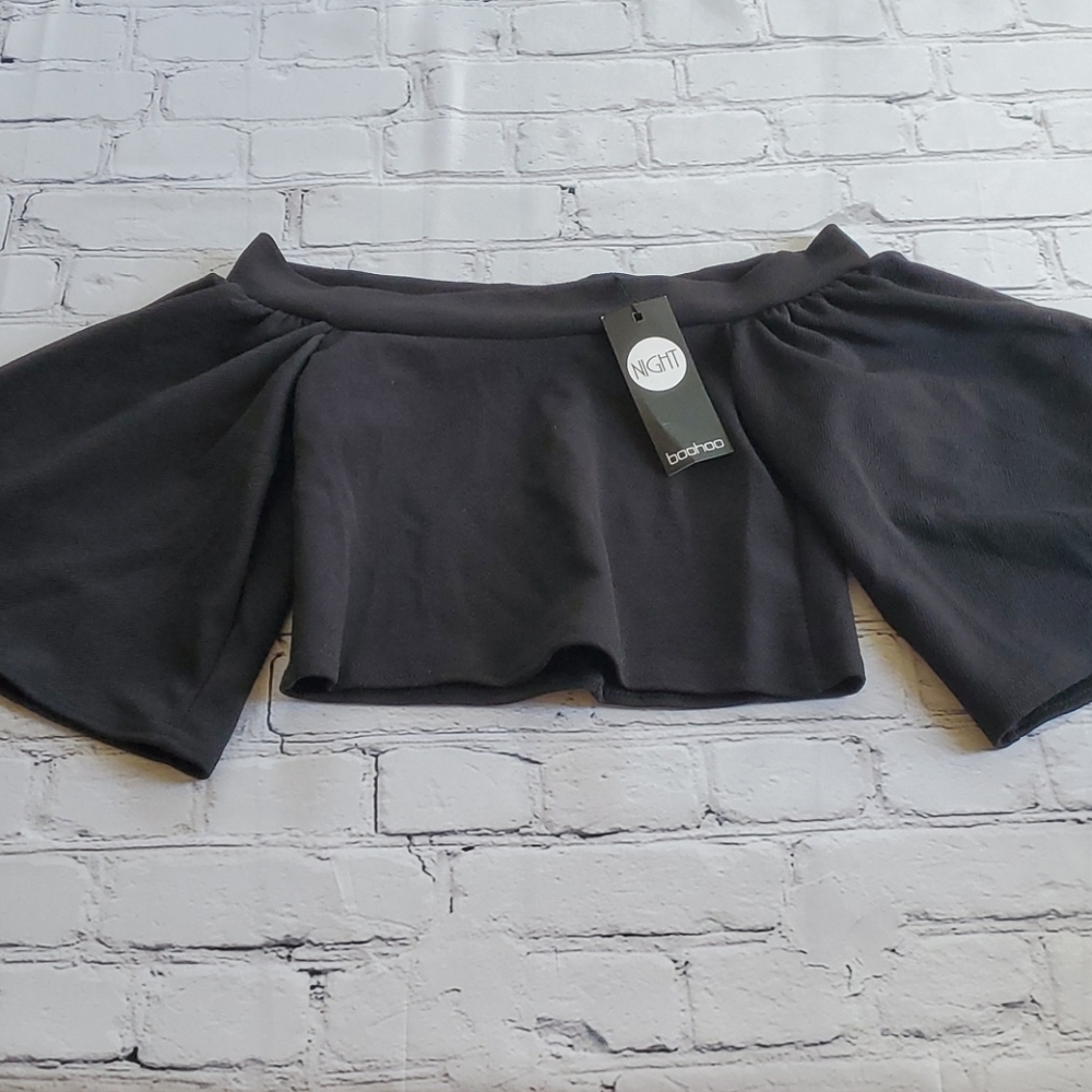 Boohoo Holly Off The Shoulder Top Black Size 6